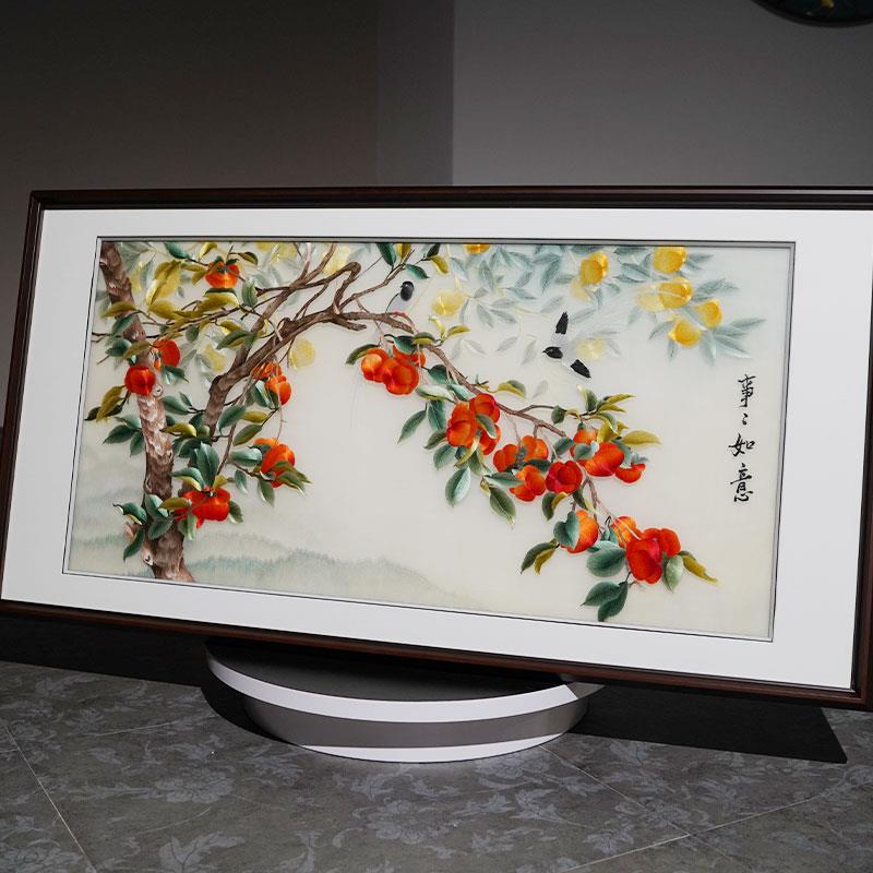纯手工刺绣苏绣成品挂画苏州新中式客厅饭厅高端丝绣艺术品装饰画图片