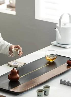 八马泡茶盘长方形茶客厅排水简约茶具电木茶盘英德国进口32支排水