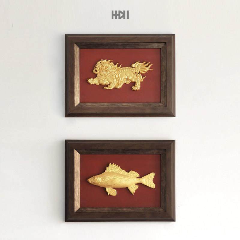新中式混凝土立体浮雕装饰画国风挂画客厅高级感相框乔迁开业礼物