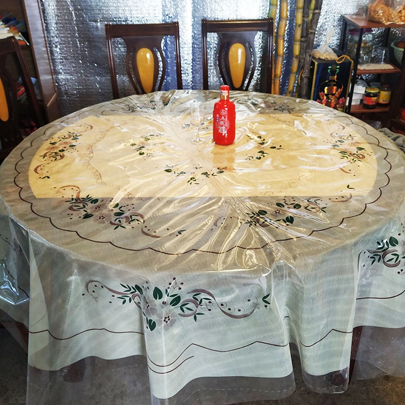 防水防烫防油免洗田园PEVA大小圆桌桌布餐馆饭店餐桌圆形塑料台布