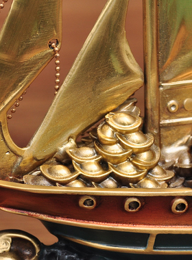 彩铜一帆风顺帆船摆件家居客厅电视柜酒柜办公室装饰品乔迁礼品