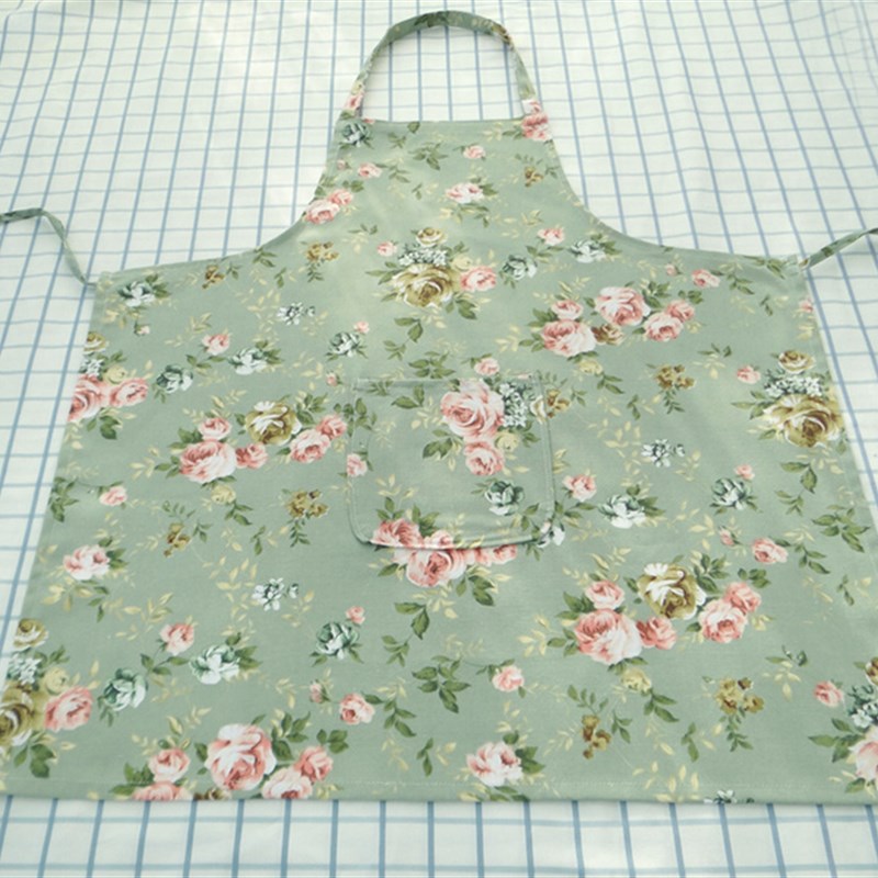 韩版时尚碎花围裙 纯棉帆布家居女清洁家务防污围裙袖套包邮 厨房