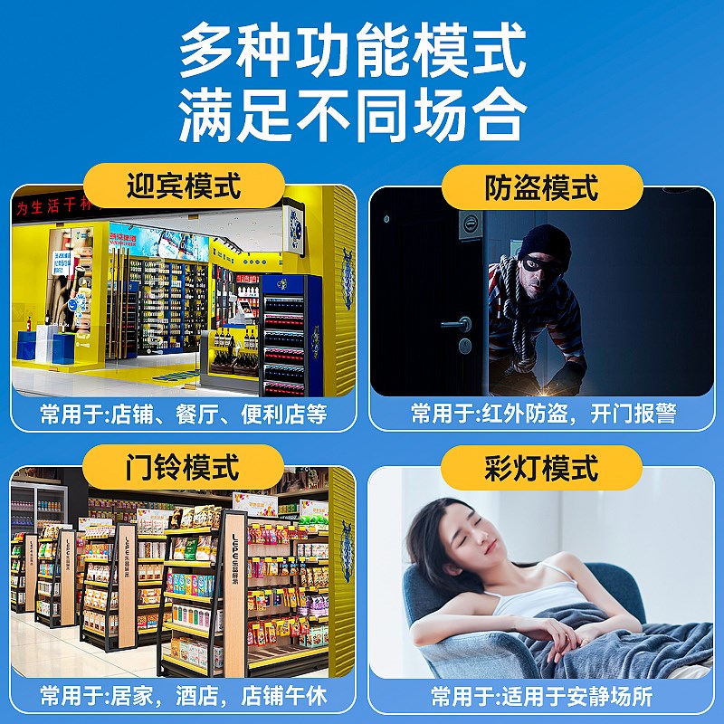 商铺开门迎宾器门窗分离声磁家用商用未关门语音提醒器防盗警报器