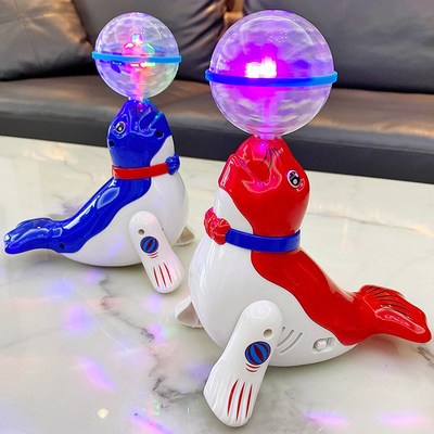 海狮顶球旋转小狗玩具电动儿童男孩女孩3婴儿5宝宝4S-6个月0一1岁