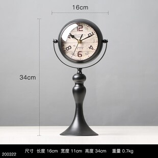 轻奢铁艺静音钟表摆件客厅玄关装饰钟台钟静音时钟座钟酒吧桌表