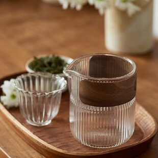 家用功夫茶茶具高级感杯子单个 肆月玻璃公道杯泡茶杯精致茶杯日式