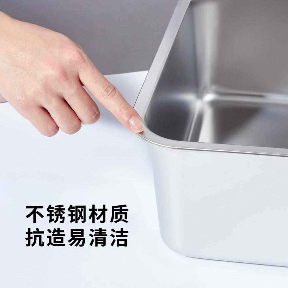 不锈钢猫砂盆加围挡盖子挡板单卖挡沙板加高加深半封闭黑色猫厕所