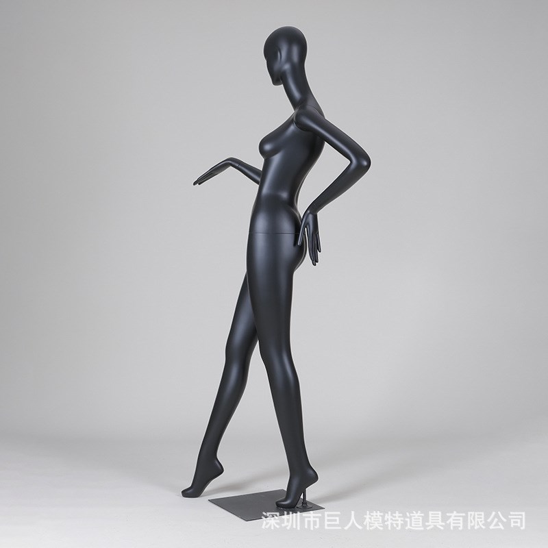 哑黑全身女模特道具橱窗人台展示假人模特架服装店人体展示架