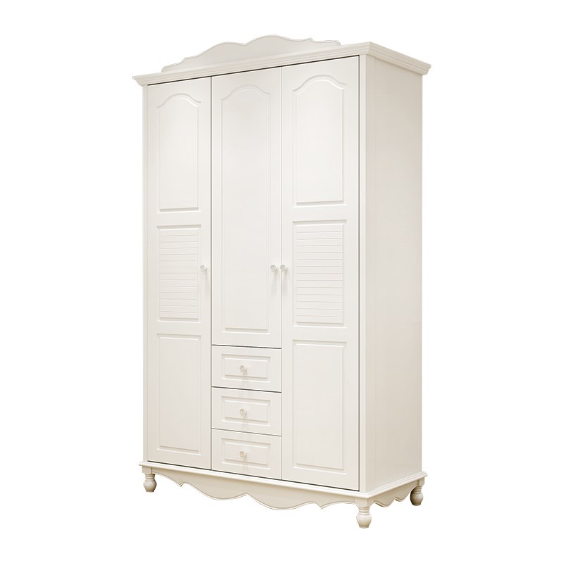 韩式田园衣柜2二4四平开两3三双门儿童房小女孩白色实木柜子卧室