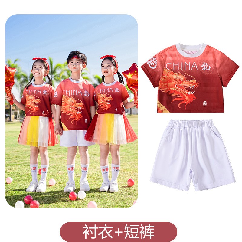 儿童演出服合唱服小学生纱裙短袖夏季套装可爱表演服幼儿园舞蹈服