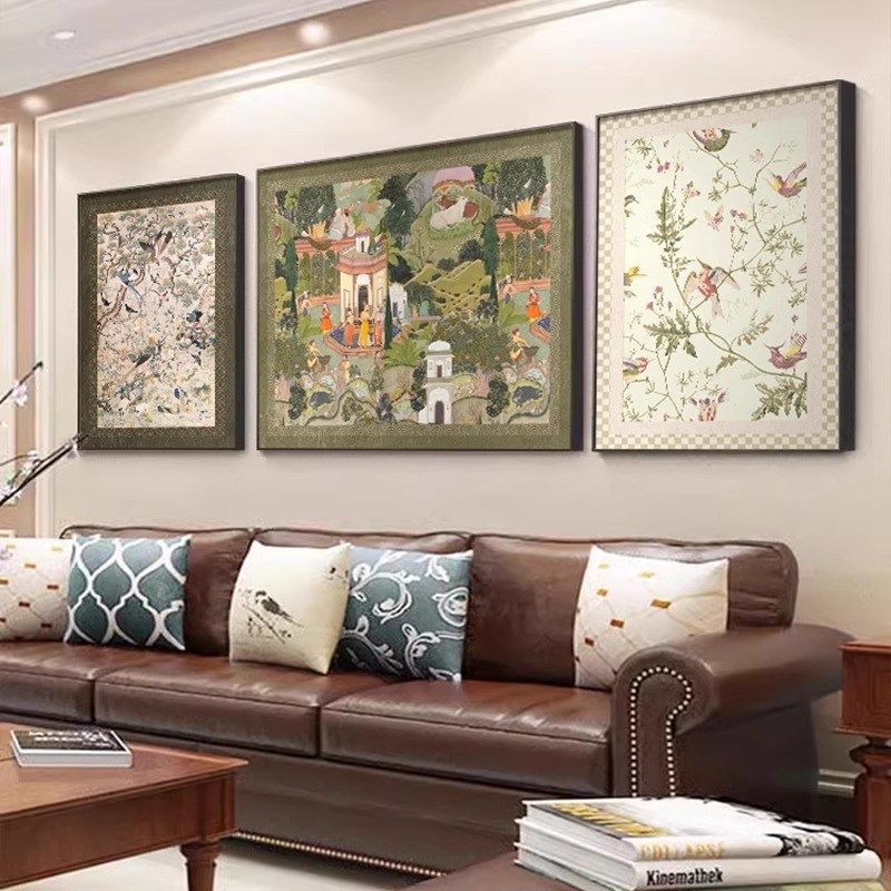 金钱豹客厅装饰画法式中古风高级感沙发背景墙挂画大气三联壁画,家居饰品,现代装饰画,淘宝优惠券,粉丝福利购,淘宝优惠卷