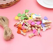 个一包送麻绳彩色爱心夹婚礼小木夹照片小夹子相片夹照片墙