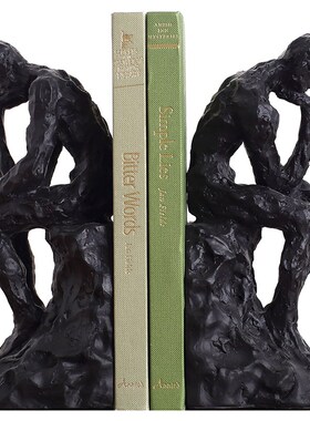 现代风格黑白思考者书立书靠书夹书房样板房书架书桌软装饰品