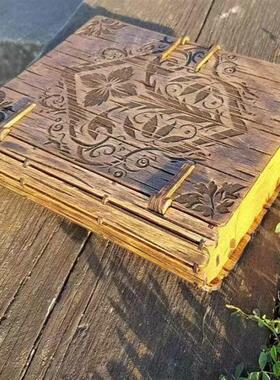 跨境新品diy木制魔法书盒子木质工艺品复古木盒收纳盒摆件