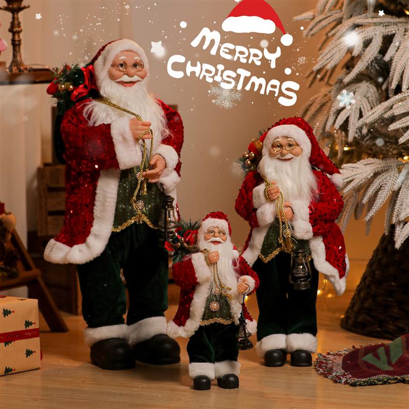 Large Santa Doll - Christmas Tree Window Elk Scene Decor