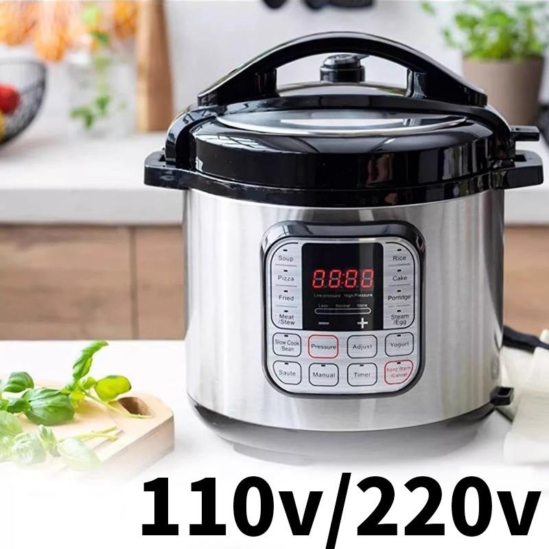 110V220V电高压力锅家用6L高压锅智能不锈钢高压饭煲锅美国日本用