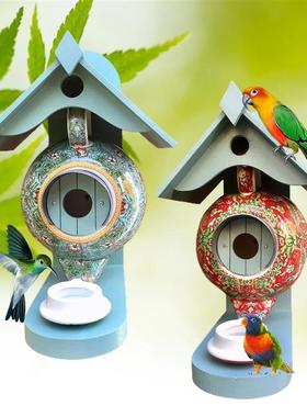 外贸爆款威廉莫里斯青色茶壶鸟屋和喂食器 Bird House andFeeder