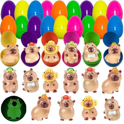 24pcs set Easter plastic eggs pufferfish capybara Blind box