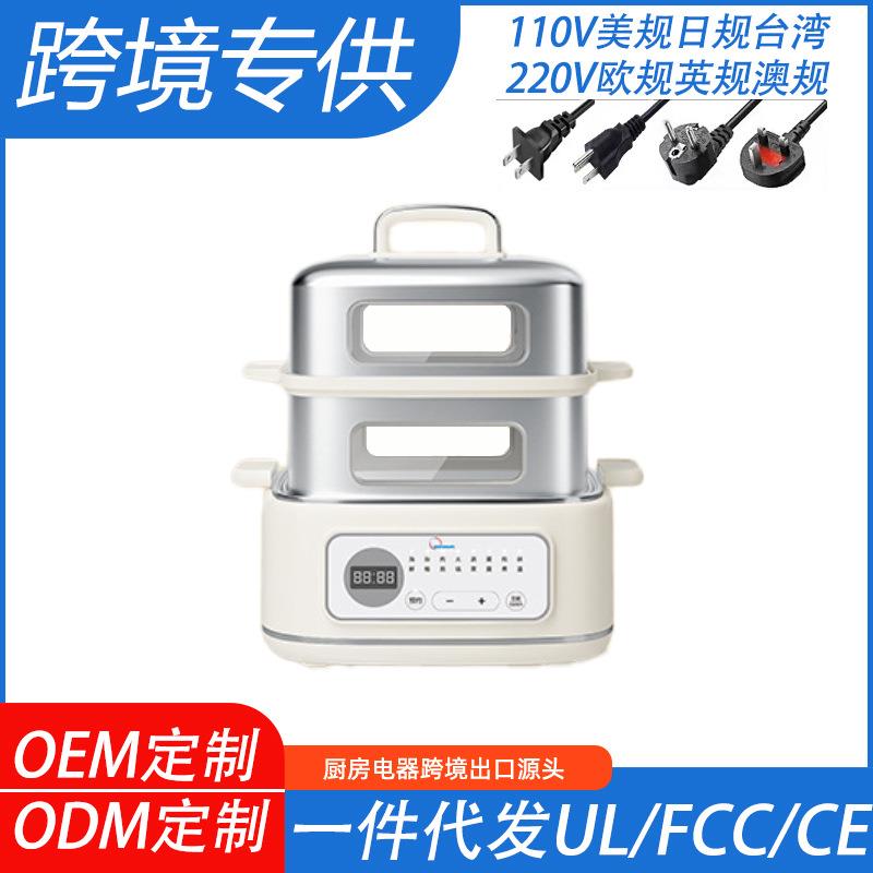 跨境110V不锈钢电蒸锅三层家用多功能电蒸箱台湾美国电火锅外出口