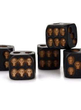 Handmade Skull Dice 骷髅骰子 万圣节骷髅黑色骰子派对搞怪玩具