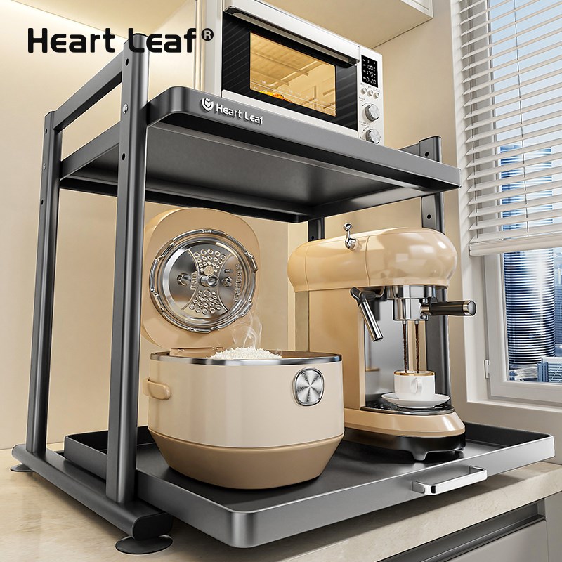 厨房微波炉置物架台面多功能放电饭煲抽拉式多P层收纳支架烤箱架