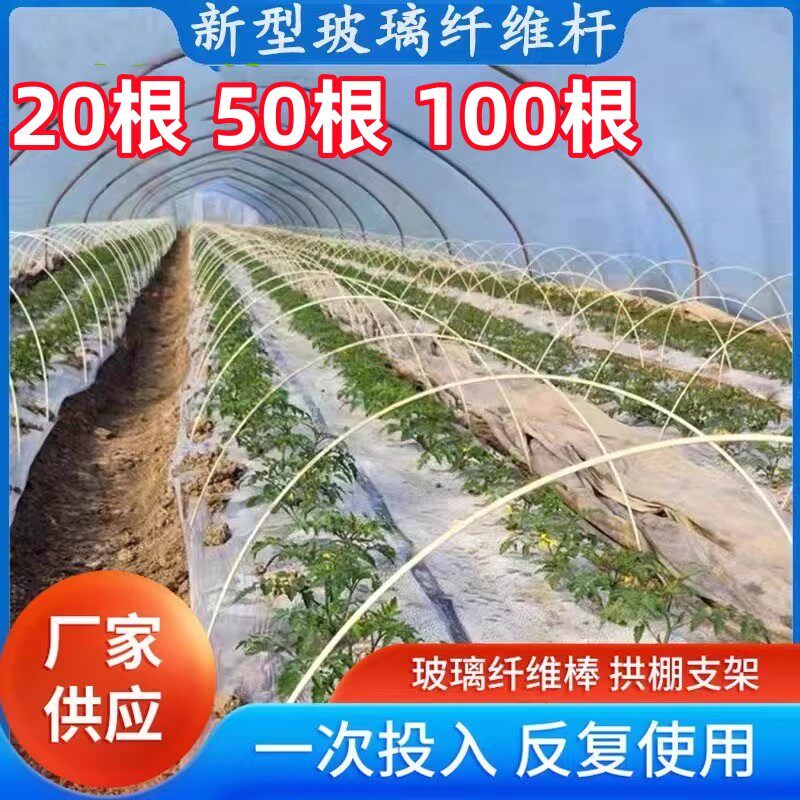 玻璃纤维拱棚支架实心支撑条菜园塑料棒菜棚种菜弯曲架杆搭棚爬藤