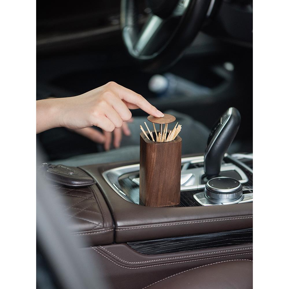 牙签盒无障碍豪华高端外观车专用推杆式实木新空盒2025新款式