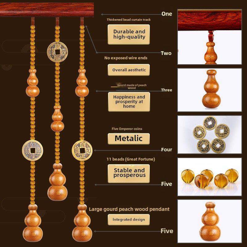 五帝钱桃木葫芦珠帘水晶隔断家用过道帘客厅风水帘铜钱门帘子,居家布艺,珠帘/挂帘,淘宝优惠券,粉丝福利购,淘宝优惠卷