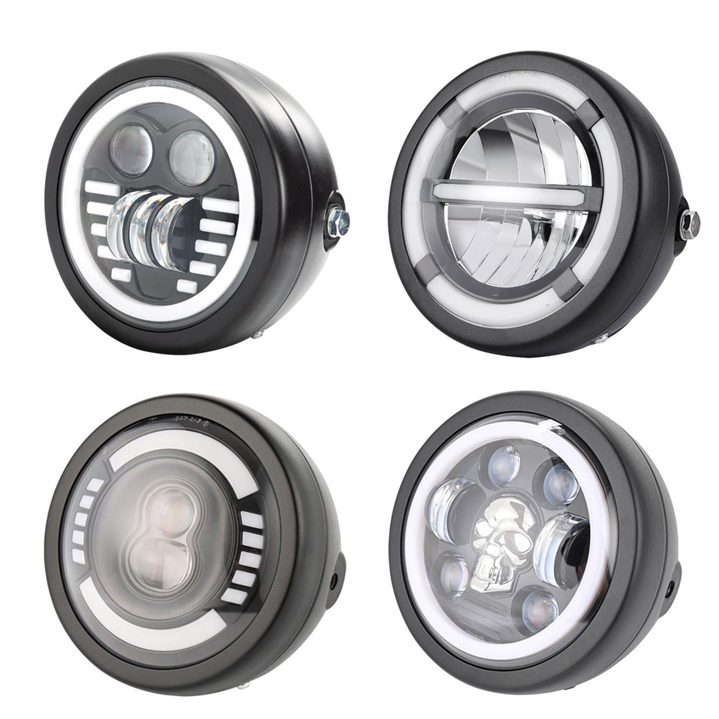 机车配件改装LED圆形前大灯哈雷CG125GN覆古远近灯光日行灯总成