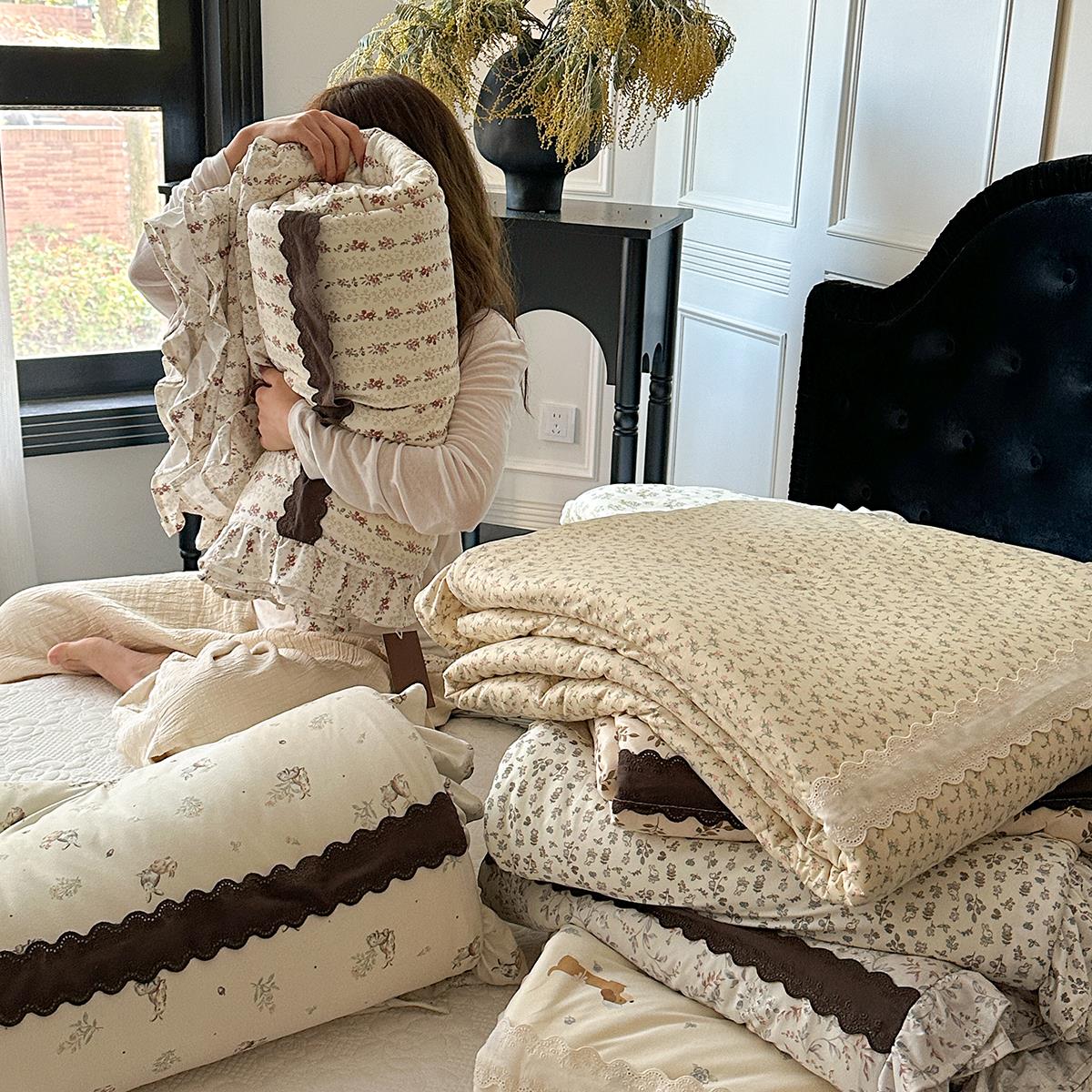 【富士商店】法式大花边夏被软糯针织夏凉被学生宿舍空调被可机洗