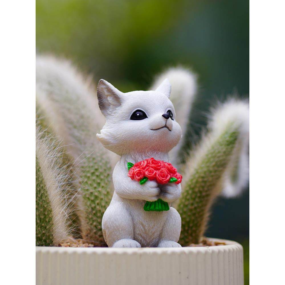 小狐狸摆件九尾狐狸花盆微景观猴尾柱多肉装饰品庭院仿真动物造景,家居饰品,户外/庭院摆件,淘宝优惠券,粉丝福利购,淘宝优惠卷
