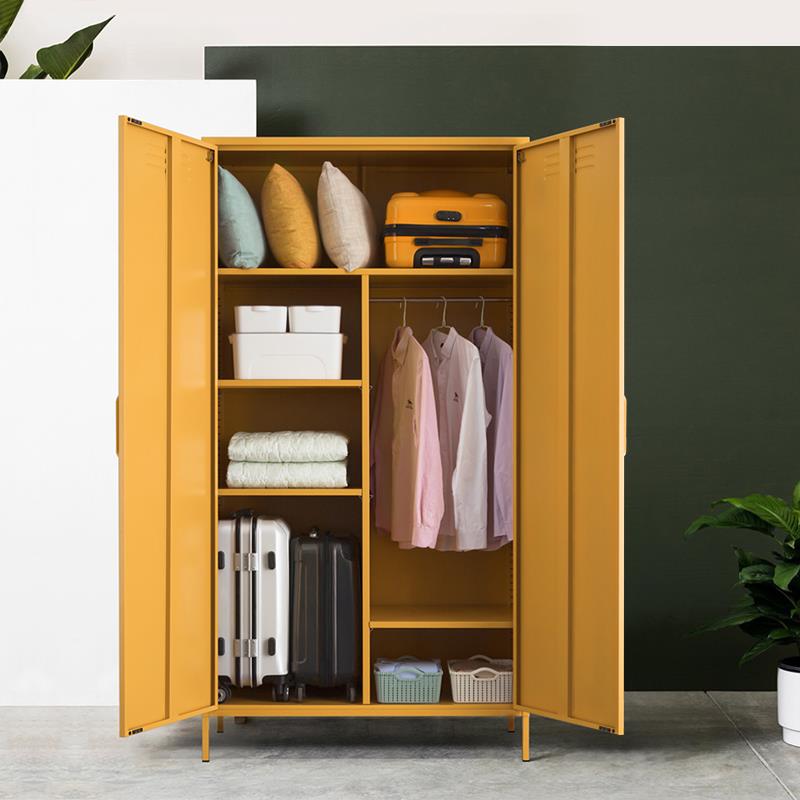 北欧ins风铁艺衣柜家用金属阳台储物柜儿童衣柜卧室衣橱防晒0甲醛