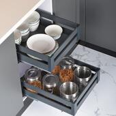 厨房整体橱柜锅具碗碟拉篮平篮工具篮小篮抽屉式 收纳储物高柜篮可