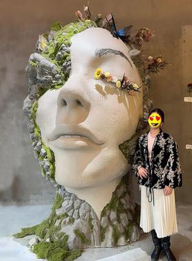 网红人脸面具背景墙壁饰雕塑 咖啡奶茶酒吧KTV商场落地装饰摆件