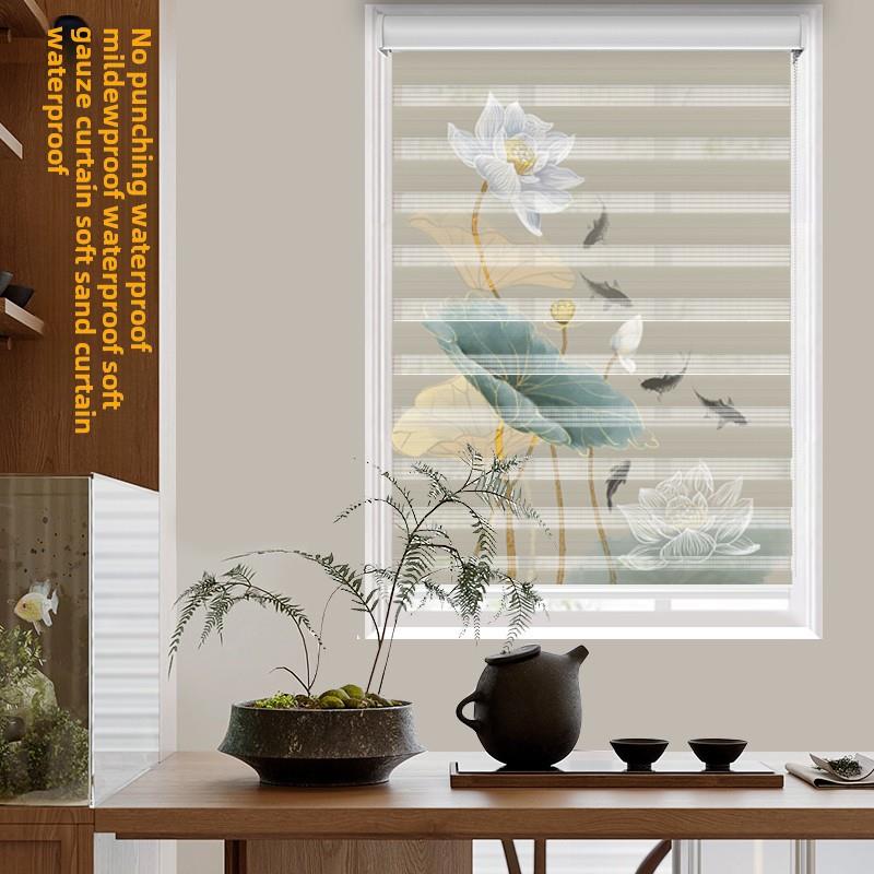 无冲孔软纱窗帘客厅卧室厨房浴室遮阳伞防晒卷拉全遮光卷帘