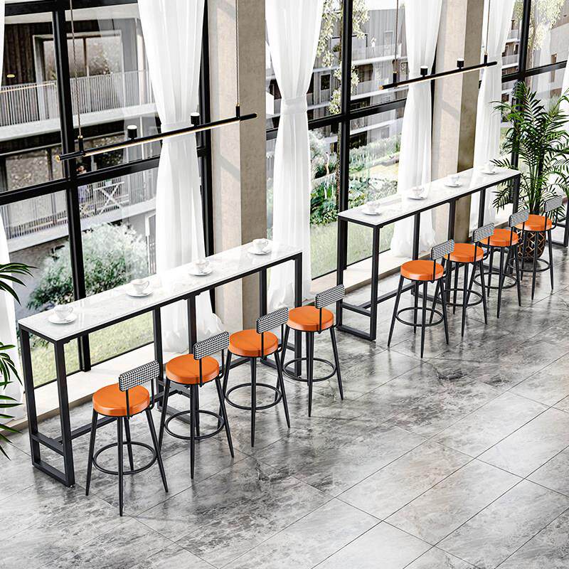 轻奢岩板大理石吧台商用网红奶茶店高脚家用客厅隔断阳台长条桌椅