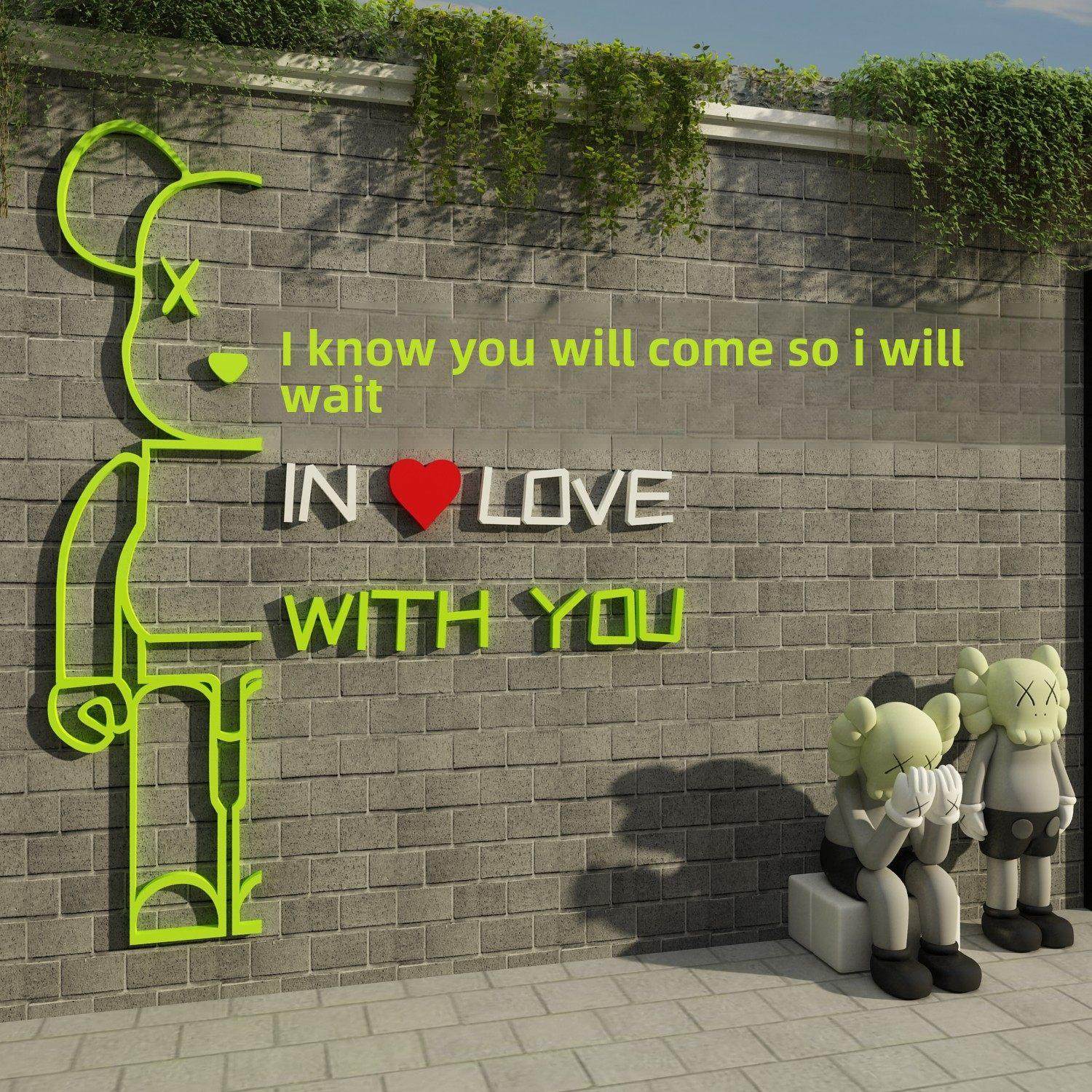 网红拍照区布置打卡公仔户外墙装饰场造背景知道你会来所以我在等,家居饰品,文化墙贴,淘宝优惠券,粉丝福利购,淘宝优惠卷