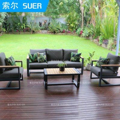 户外休闲柚木铝合金沙发组合长茶几简约庭院别墅户外藤编现代编织,住宅家具,户外沙发,淘宝优惠券,粉丝福利购,淘宝优惠卷