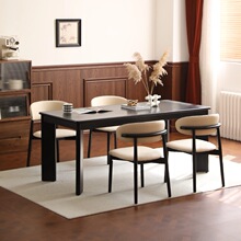 中古风全实木餐桌小户型家用饭桌白蜡木长条工作台设计师洽谈长桌