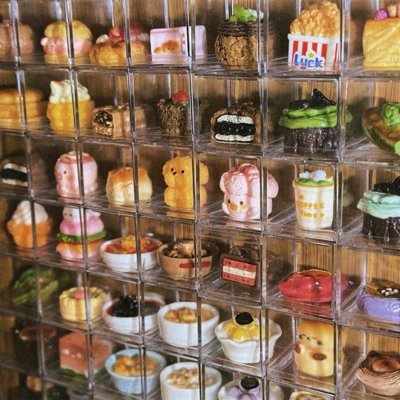 叠叠乐收纳盒盲盒展示架手办亚克力展示柜透明泡泡萌粒防尘收纳盒