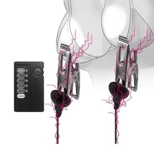 Electro shock nipple clamps clips breast BDSM Bondage Restra