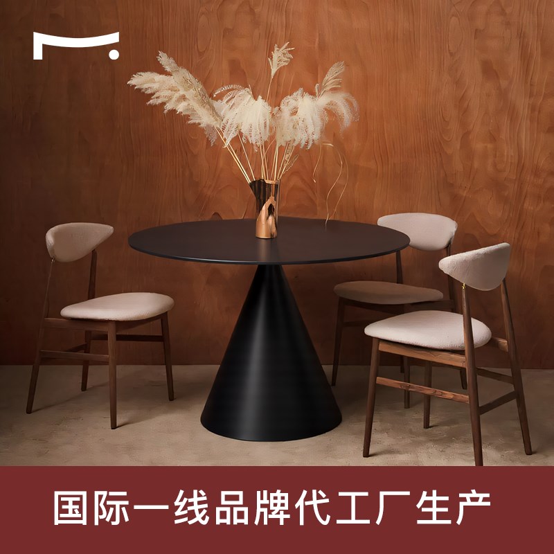 某某严选沙漏书桌圆桌意式极简网红奶油风简约现代家用餐桌设计师