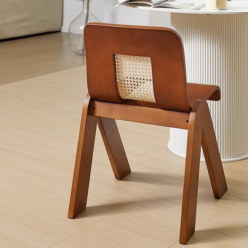 中古餐椅家用实木藤编C椅靠背椅子阳台休闲椅ins复古书桌椅小户型