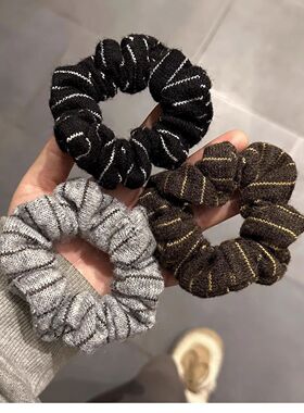 ins新款条纹大肠发圈甜美扎发