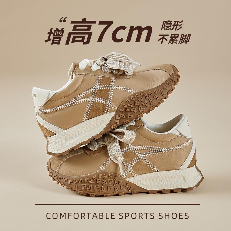 德训鞋女厚底内增高真皮阿甘鞋轻便不累老爹鞋户外登山休闲运动鞋
