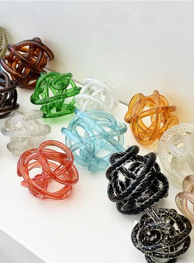 每周一三五10点上新/彩色玻璃麻团创意简约现代桌面装饰摆件B8-3