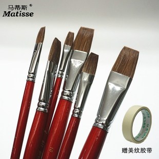 马蒂斯枣红长杆狼毫水粉笔套装 平头狼毫毛颜料画笔美术生艺考专用