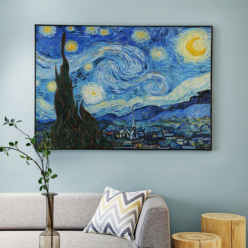 梵高名画星空油画挂画客厅装饰画现代简约餐厅单幅墙画艺术玄关画
