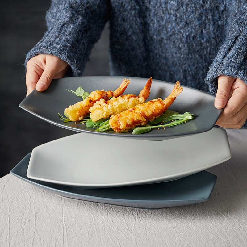 jiwoo长型鱼盘大号超大蒸鱼盘子酒店餐厅意境菜创意餐具菜盘摆盘,餐饮具,盘,淘宝优惠券,粉丝福利购,淘宝优惠卷