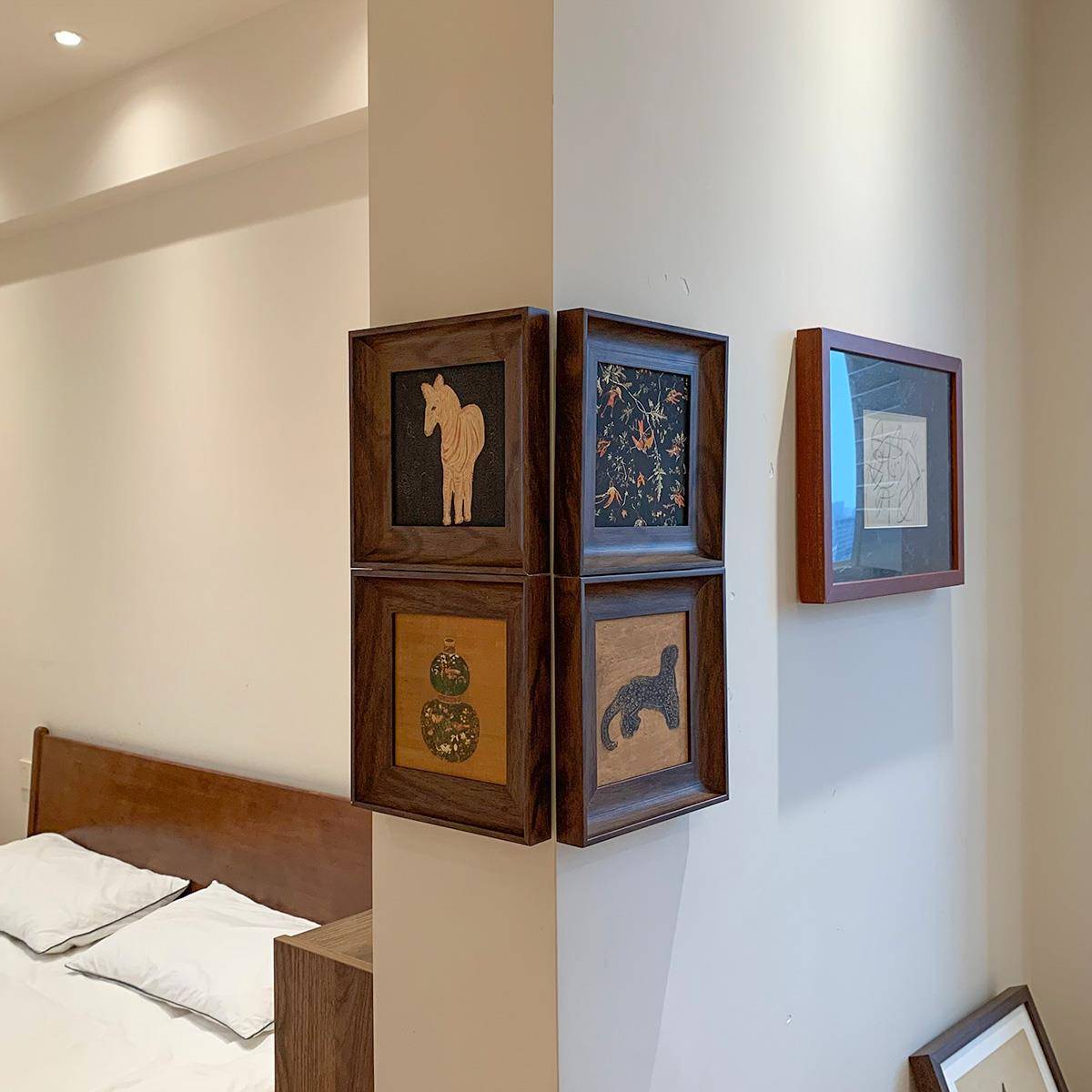 法式中古拐角挂画风客厅沙发后装饰壁画餐桌边柜复古宋代美学挂画图片